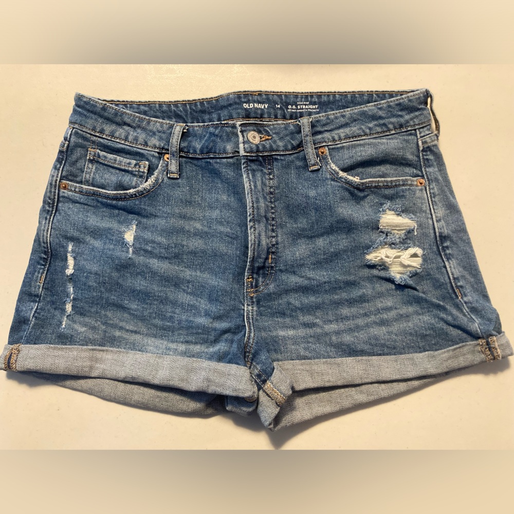 Old Navy High Rise OG Straight Denim Jean Shorts. Size 14